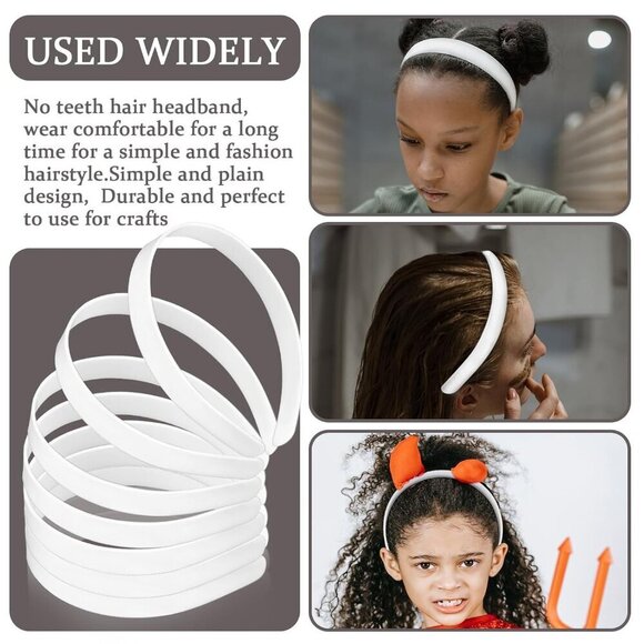 50 Pcs Plastic No Teeth Girls Headbands Kids DIY Hair Accessories Black White main image 7